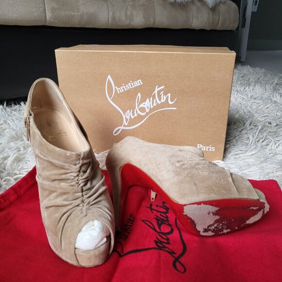Christian Louboutin Treopli Velours 120 In naturale/taupe color Size 35.5 - Picture 3 of 8